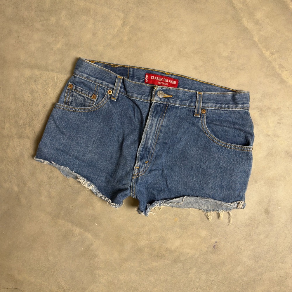 Vintage Levis 550 Denim Shorts Womens 12 Blue Baggy 90s Y2K